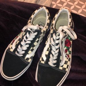 Custom made rose/ checkered vans
